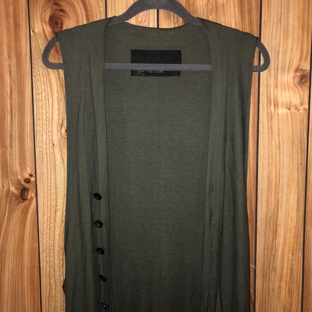 YIGAL AZROUËL OLIVE DOUBLE SIDED CARDIGAN